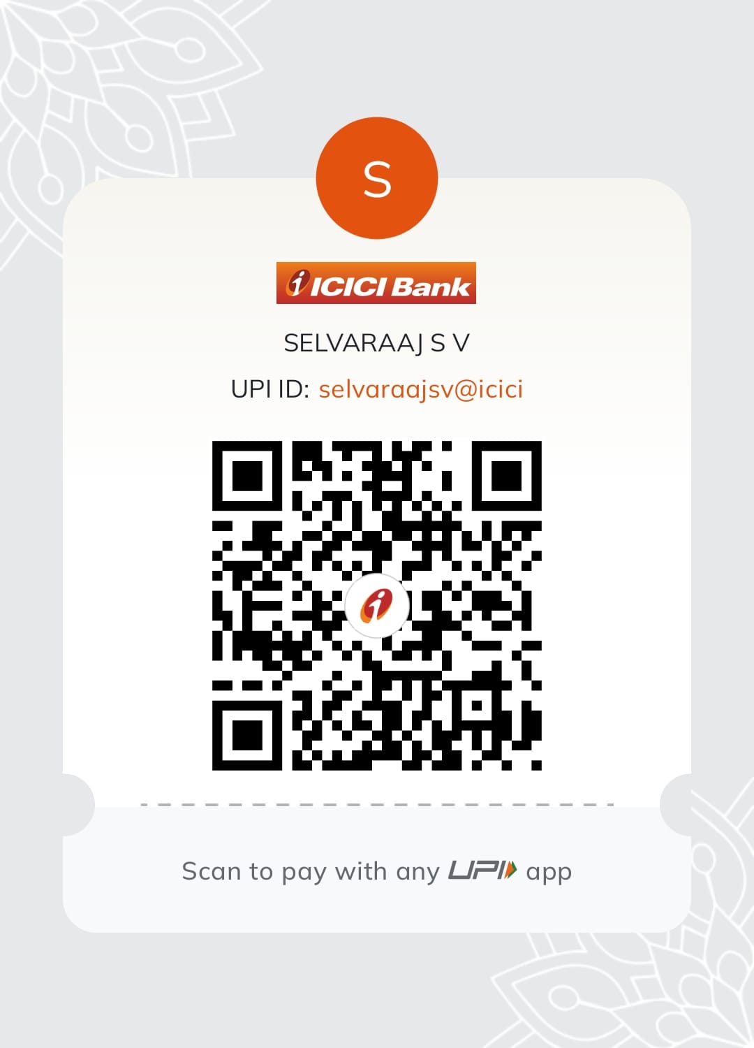 UPI QR Code - SELVARAAJ S V